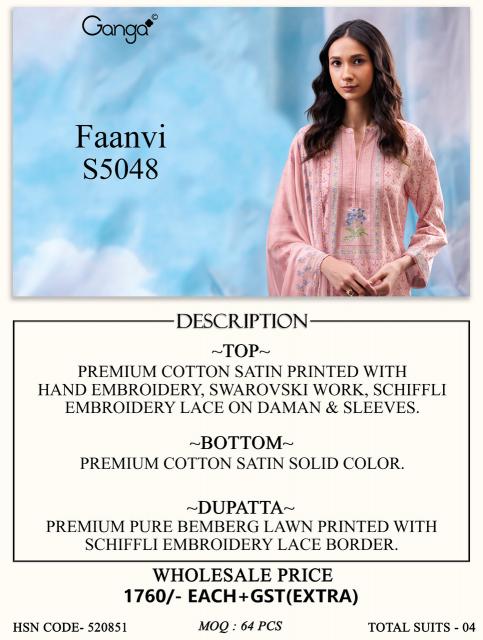 Ganga faanvi 5048 wholesales of embroidery dress material in lucnow